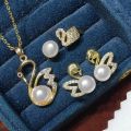 Luxury Fashion Freshwater Pearl Swan Banquet Party Jewelry Set for Women Charm Accessories Birthday Gift for Lover 4PCS/Set. 