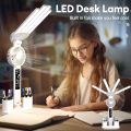 Desk Lamp LED Light with Fan, Digital Clock & Pen Holder | Foldable Touch Control | Study Table Lamp Eye Protection | Folding Function 3 Light Modes. 