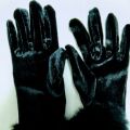 Women's Girl's Black Winter Velvet Gloves With Frr Cuff On Wrist. 