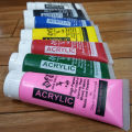 Acrylic Color Paints 75 ml Tube 7 Color Set White, Black, Red, Yellow, Pink, Green & Blue Color Art # OFADM-AC Tube-WBRYPGB-5PC-006. 
