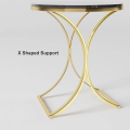 Handmade X-Base Stainless Steel Round End Table - Versatile Round Pedestal Side Table, Perfect Center Table for Living Room, Sofa Side Table - Ideal Serving, Accent, and Wooden Nesting End Table. 