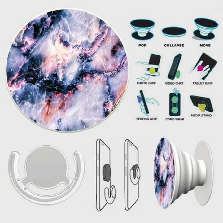 Popsocket Phone Grip With Free Mount Adapter - Velvet Volcano Marble - PopSocket White - SKINLEE-112-3-1