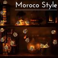 Moroccan LED Globe Fairy Lights Metal Balls Outdoor Ring Light for Eid Birthday Party Milad Melad Christmas New Year Festival home decoration items. 