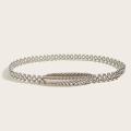 Women' Fancy Skinny Stretch Fashion Dress Belt , Silver. 