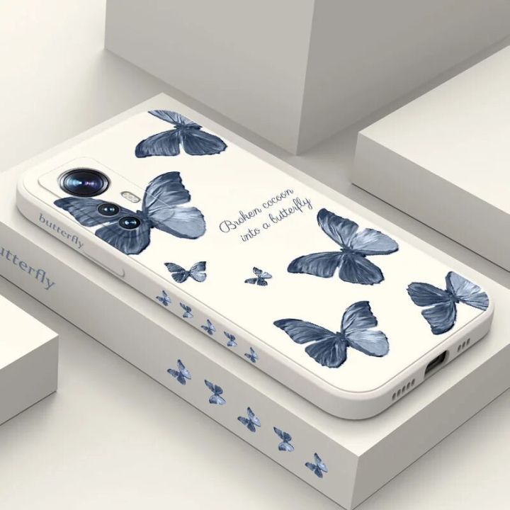 Red Blue Butterfly Phone Case For Xiaomi Mi 14 13 13T 12 11 Ultra 10 12T 11T 10T Pro Lite Poco F4 X4 M4 F3 X3 M3 Pro 5G GT