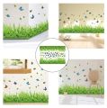 3D Green Grass Colorful Butterfly Flower Skirting Wall Stickers Living room Bedroom Bathroom Vinyl Decals Art Home Decoration. 