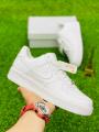 Air Force 1 Pure White Sneakers For Men and Women Stylish Design Full White Party and Casual Shoes For Girls and Boys. 