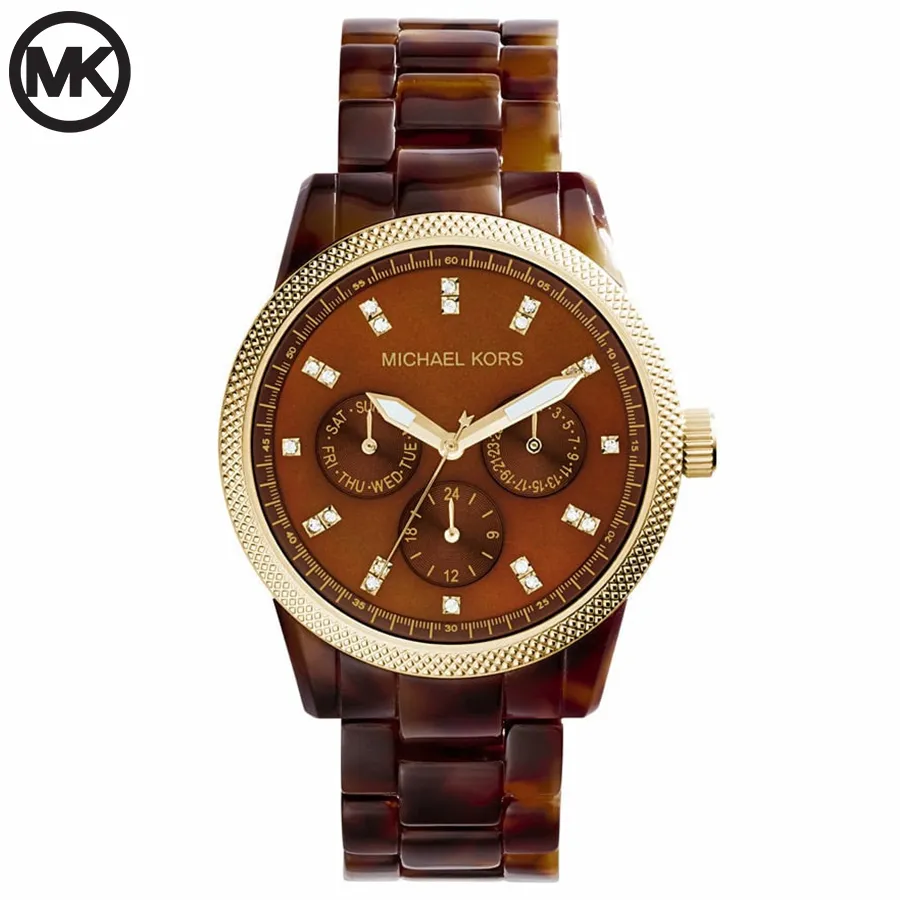 Michael Kors Mother Of Pearl Dial Tortoise shell Acrylic Strep Watch For Women MK 5038 Daraz.pk