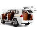 Toyota Prado Model Car Scale Model 1:24  ,Zinc Alloy Pull Back Toy car with Sound and Light for Kids Boy Girl Gift(White). 