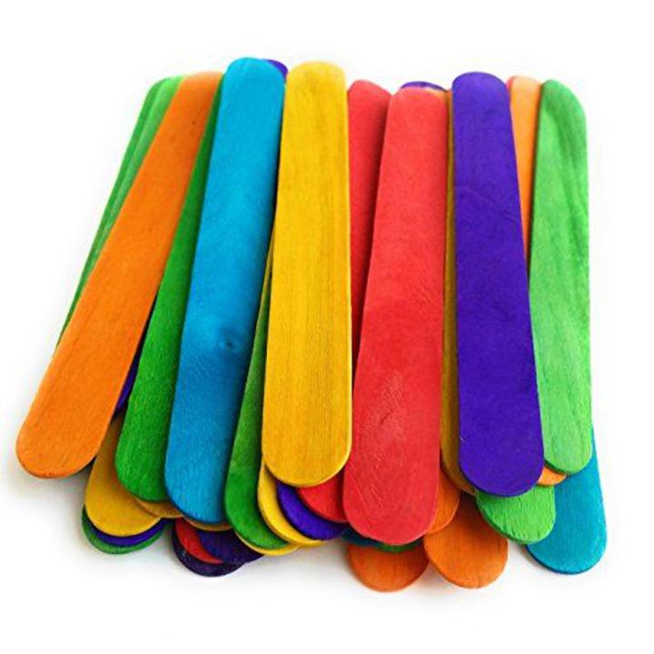 Pack of 8 - Multicolored Large Craft Sticks, Colored Popsicle Sticks for Crafts, Ice Cream Sticks