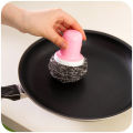【FUN LIVE】 3 Pcs Stainless Steel Sponges With Detachable Handle Scrubbing Scouring Pad Steel Wool Scrubber For Kitchens Pot Pan Plate. 