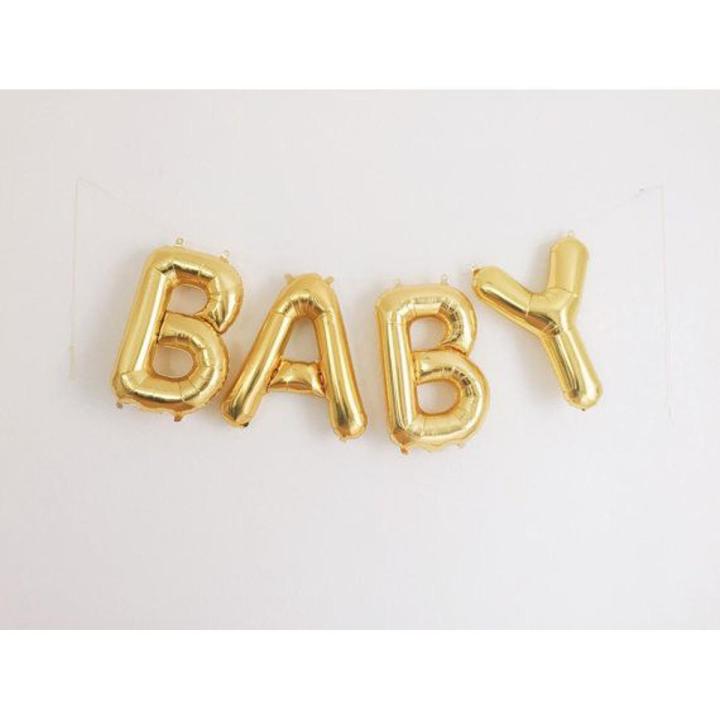 BABY FOIL BALLOON IN GOLDEN COLOR ( 4 ALPHABETS FOIL BALLOONS )