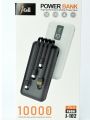 j cell 10000mah Powerbank with 4 in 1 Built in Cable 5V 2A Powerbank Portable Charger for all devices. 