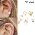 Enacolor Gold Color Leaves Ear Cuff Black Non-Piercing Ear Clip Earrings for Women Men  Cartilage Earring Cuff Jewelry Wholesale. 