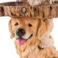 Puppy Polyresin Bird Bath Brown Pedestal Handmade Gifts for Outdoor Home Garden Lawn Yard Decorations. 