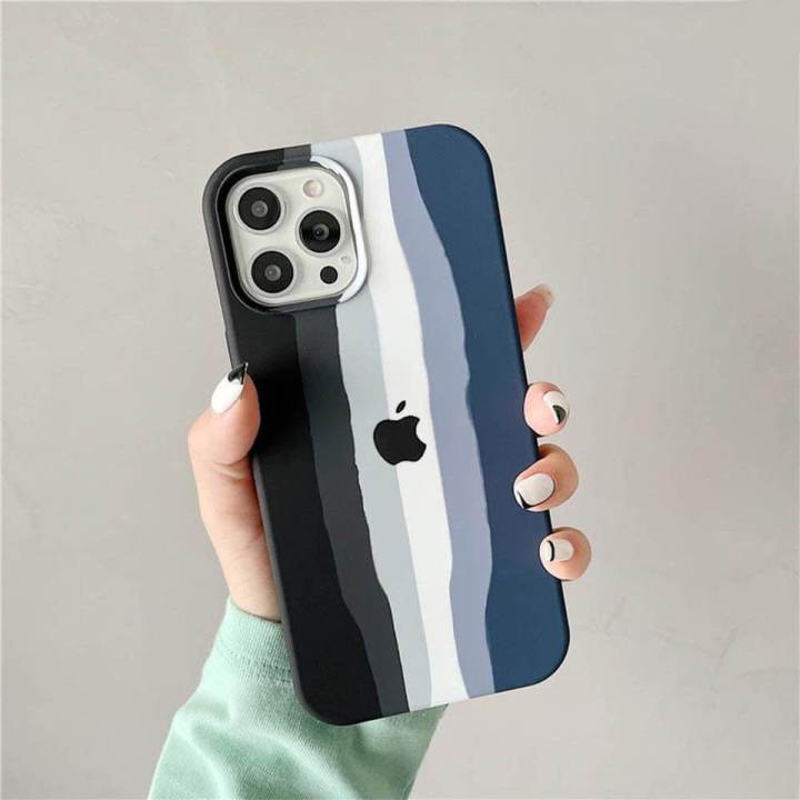 IPhone 13 Pro Max Cover  - Rainbow Series Liquid Soft Silicon Phone Case