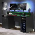 Power Z Gaming Desk  Gaming Desk Computer Desk Workstation For Large PC Gaming Desk Or Home Office Desk Perfect Black Desk With Drawers & Storage. 