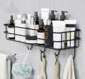Bathroom Shelf No Drill Organizer Shower Storage Rack Black Shelves Wall Mounted Aluminum Toilet Shampoo Holder. 