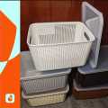 Premium Quality Plastic Storage Basket with Lid/Cover - Durable Open Storage Organizer Bins for Kitchen, Bathroom, Bedroom, Living Room - Mesh Pattern Design Multipurpose Home/Office Accessories Organizer Box - Large - 8L Capacity. 
