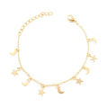 Korean Jewellery Gold Moon Star Bracelets For Girls - Gold Chain Hand With Star Moon Shining Female Jewellery For Girls. 