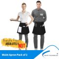 Fast Forward Waist Apron 3 Pocket [Pack of 2] Server Waitress Short apron for Men Women, Kitchen, Restaurant and Crafting, 24x12 Inches. 