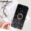 Casinglee for OPPO A15S / A15 case Shiny Ring Glitter Soft Transparent Holder Stand Back cover with String for OPPO A15 / A15S Phone cases cover Stars Moon Girls. 