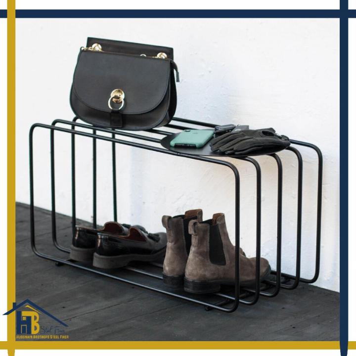 Customize Shoe Rake HB One Piece Customize, Entryway Shoe Rack, Black Metal Shoe Bench ...