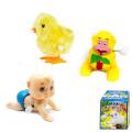 Pack of 3 Pcs Set - Wind Up Funny Crawling Baby Toys Chick Walking Monkey Jumping Rolling Windup Toy For Toddlers Kids Boys Babies and Girls Gift Items. 