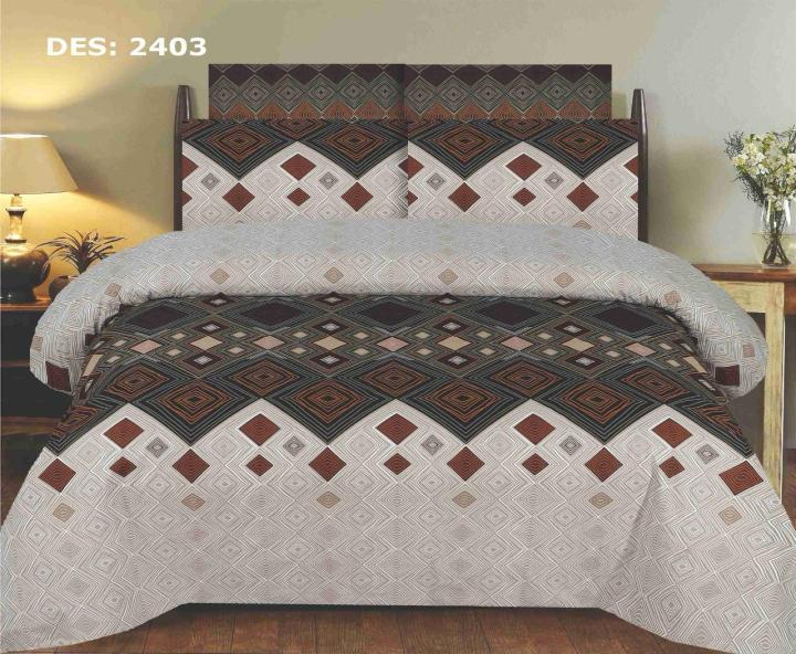 3Pcs Bedsheet Set King Size- 100% Pure Cotton Bedsheet Double Bed King- Printed Design Bedsheet Sets with two Pillow Covers