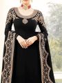 Ladies Chiffon Crinkle Embroidered Black Shalwar Kameez HS-197 (Unstitched). 