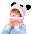 Winter Wool Cap with neck warmer for Kids |Panda caps for kids winter | Baby Set Velvet Cartoon Panda Rabbit Baby Head Cover Warm Neck Collar Kids. 