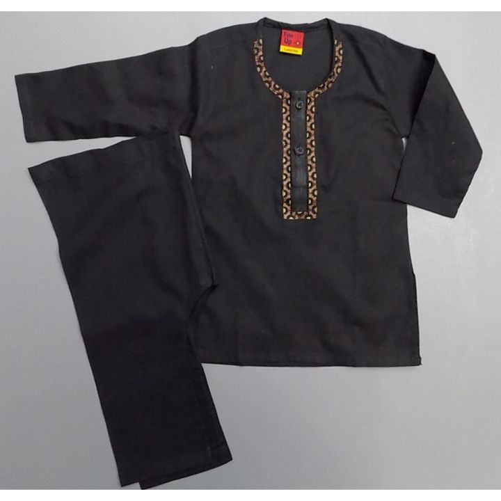 High Quality Black Embroidered Lawn Kurta and Pajama For months