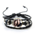 【EmotionaE】The Vampire Diaries Leather Bracelet TV Series Elena Stefan Characters Glass Dome Bracelets Handmade Jewelry Gifts for Men Women. 