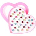 36 PCS/set Adjustable Kids Rings Jewelry Heart Crystal Open Finger Ring For Children Girls Birthday Party Gift Without Box. 