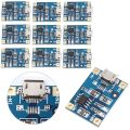Pack of 10 TP 4056 Charging Module 1A 18650 Lithium Battery Charger Micro USB and Type C Battery Protection BMS - 3.7V. 