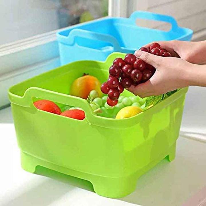 Sink with Drain Plug, Carrying Handles for 9L Capacity, Fruit Drainer Basket, Vegetable Sink, Dish Strainer, Portable Sink,
