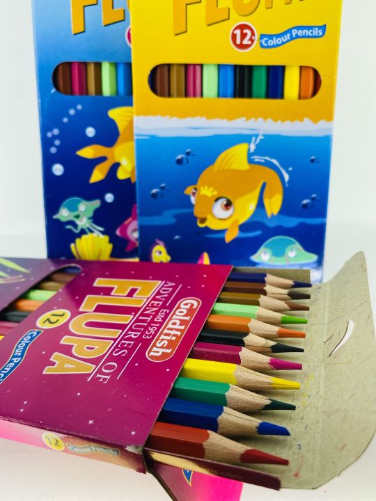 Goldfish Jumbo 12 Colour Pencils with Free Sharpner Daraz.pk