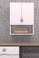 Small Bathroom Storage Cabinet Wall Mount, Two Door With Shelves. 