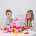 Kitchen Cooking Set Girls Boys Fruit Vegetable Tea Playset Toy for Kids Early Age Development Educational Pretend Play Food Assortment Set - Multicolor. 