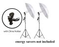 Combo 0f 2 Sets -  84 inch Long Light Stand Studio Umbrella Continuous Lighting Kit, Umbrellas Bulb Holders & Stands. 