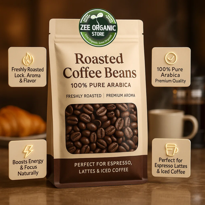 Roasted Coffee Beans 50gram (بھُنی ہوئی کافی کے بیج 50گرام) | Whole Roasted Coffee Beans 50gram for Espresso, French Press & Brew | Strong Aroma Beans 50gram | Fresh Coffee Beans for Daily Use