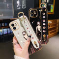 dienya For OPPO F9 Case Whit Wristband New Design Phone Case For Girl Women Thin Pattern Fashion Priness Shockproof Plating Silicone Casing Full Cover SoftCase Protection Cases. 