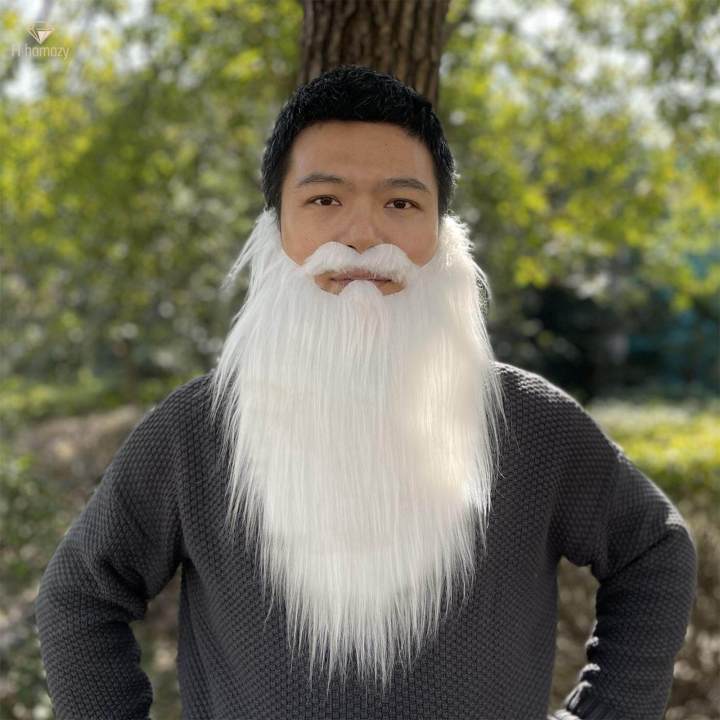 Long Beard Costume Fake Mustache Fake Beard Mustaches Dwarf Gnome Beard Costume Accessories Dress Up for Party Cosplay Supplies , White