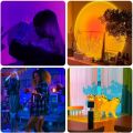 Sunset Projection Lamp 7 Colors Changing Rainbow Sun Halo Led Atmosphere Sunset Lamp Night Light USB Powered Table Lamp For Photoshoot Live Video Home & Room Decoration Birthday Dance Party Etc. 
