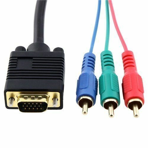 VGA TO 3 RCA Cable Component AV TV Out Adapter Converter PC Video SVGA Cord VGA to Video Cable 5ft VGA to 3 Video Cable VGA to 3 Cable for HDTV PC DVD Laptop 1.5 Meter