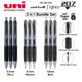 Uni-ball Signo 207 Gel Ink Pen 3-in-1 Bundle Set 0.5mm 0.7mm 1.0mm UMN 207/3P. 