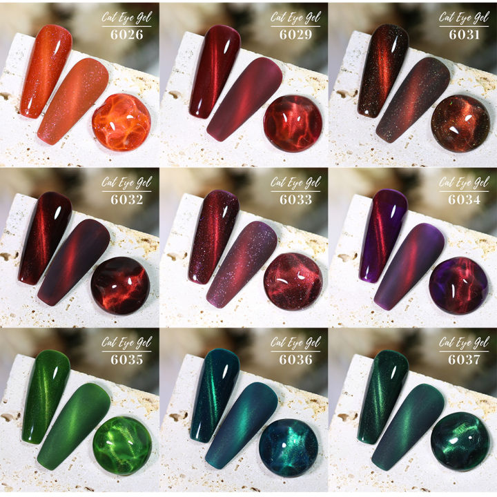 Clou Beaute Red Green Glitter Cat Eye Nail Gel Magnetic Gel Nail Polish Semi Permanent Soak Off UV LED Varnish for Manicure