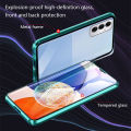 Biruiqu For Samsung Galaxy A14 5G Magnetic Absorption Case Metal Frame Shockproof Double Sided Tempered Glass Magnetic Case Cover. 