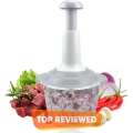 Manual Food Chopper, 1500ML Speedy Chopper with 3 Curved Stainless Steel Blades, Handheld Vegetable Chopper/Mincer/Mixer/Blender to Chop Fruits Onions/Nuts/Ginger/Herbs/Garlics. 