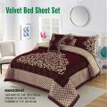 Velvet jacquard Bedsheet —5 Pcs Set—  1:—Velvet Sheet 2:—Pillow Covers 2:— Cusion Cover   Fabric:——*Velvet Jacquard *                King Size   Available in * Attractive Colors* With Quality Zipper Bag Packing. 